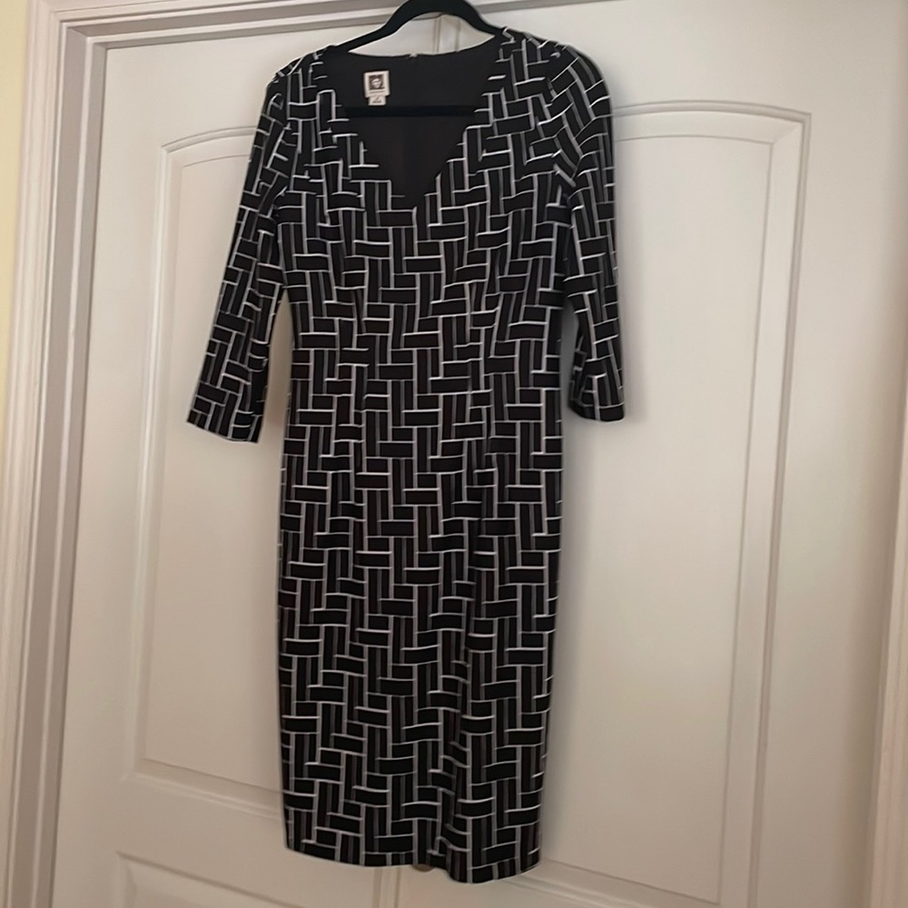 Ann Klein black and white sheath office dress